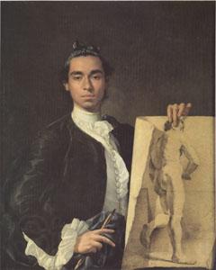 Melendez, Luis Eugenio Portrait of the Artist Holding a Life Study (mk05) Spain oil painting art